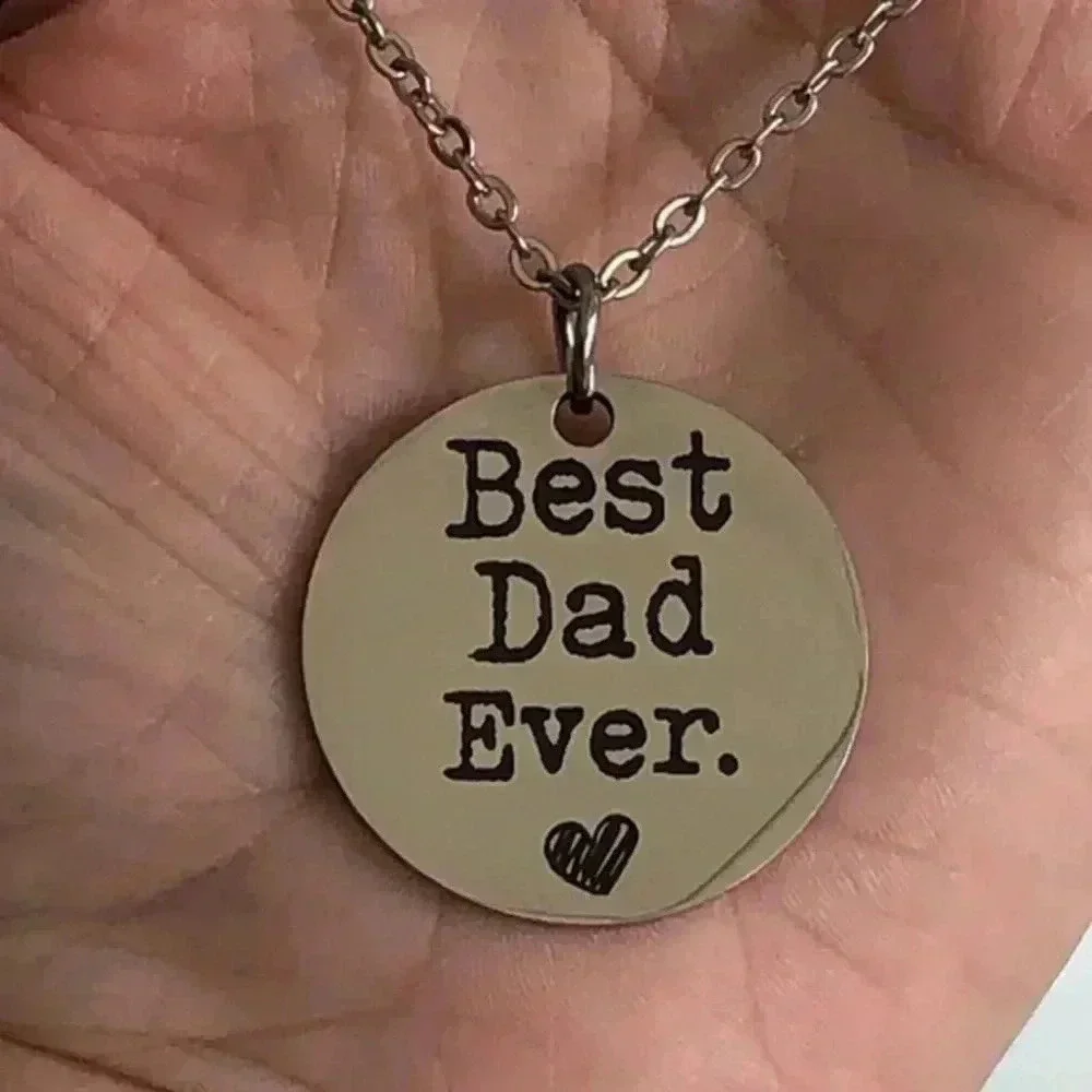 “Best Dad Ever” 24” Stainless Steel Necklace NWT